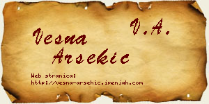 Vesna Arsekić vizit kartica
